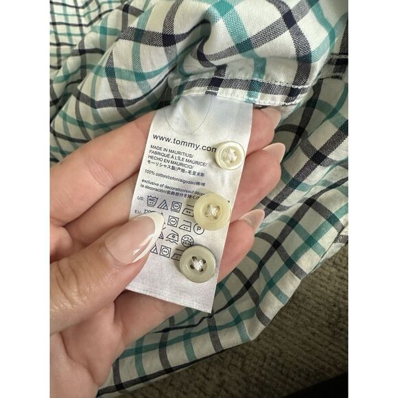 Tommy Hilfiger Blue Plaid LS‎ Button Down Dress Shirt Sz XL Preppy Office - Picture 5 of 6